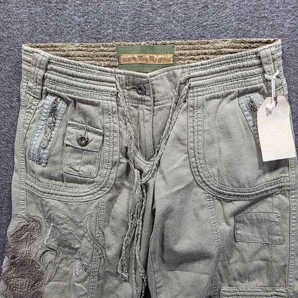 Miss Me Pants Womens Small Green Cargo Capri Embroidered Horse Western Boho - Picture 6 of 12